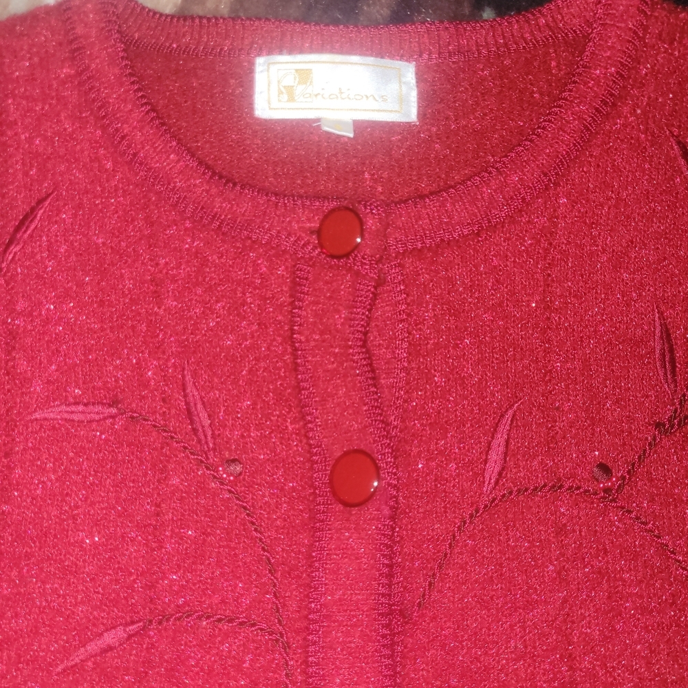 Vintage 90's Button-Front Embroidered Cardigan Sweater S - Picture 8 of 8